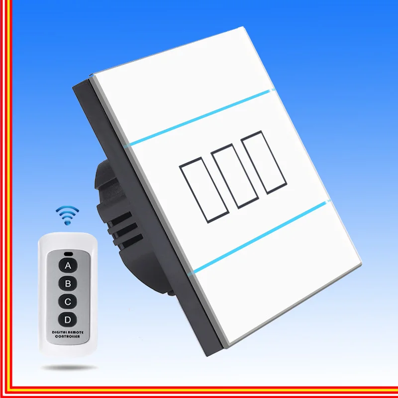 

Eu Standard Crystal Glass Panel Touch Screen Light Switch 1 Gang/2 Gang/3gang Remote Control Wireless Switch With Led Indicator