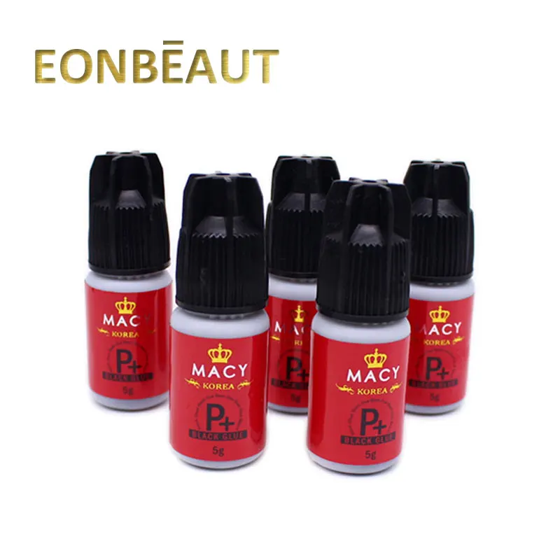 

5 Bottles MACY Type P+ Black Glue Korean Original Eyelash Extension Glue 5ml 1 Sec Dry Time False Lash Adhesive For Beauty Shop