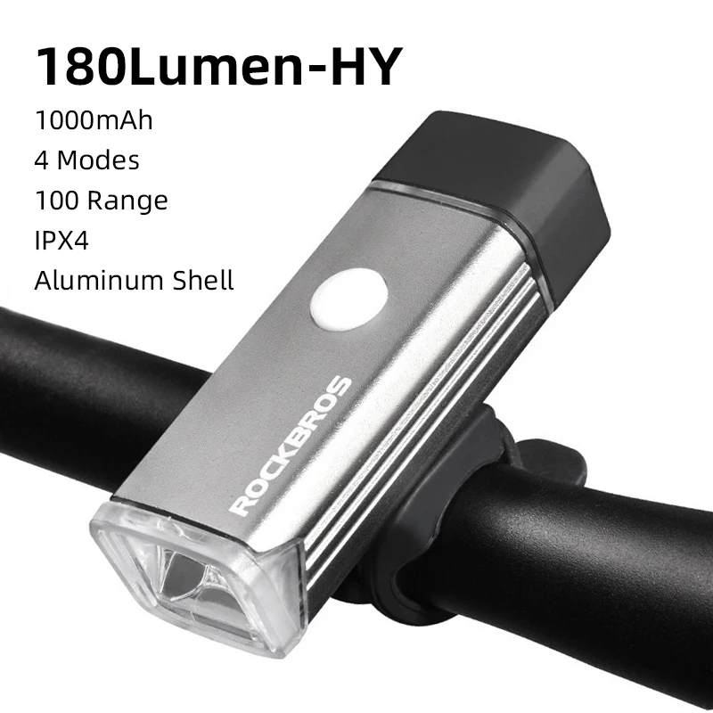 Standard 180Lumen ROCKBROS перезаряжаемый велосипедный светильник для езды на велосипеде, светильник-вспышка, водонепроницаемый велосипедный головной светильник MTB, велосипедный передний фонарь, Аксессуары для велосипеда - Цвет: Standard 180Lumen