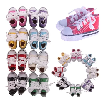 

1 Pair Denim Canvas Shoes For Doll Toy Mini Doll Lace-up Shoes Boots Dolls Accessories Hot Sale 7.5cm
