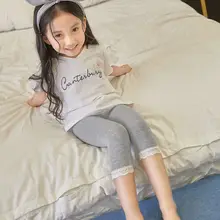 Famli/кружевные леггинсы для маленьких девочек, 7 цветов хлопковые леггинсы для девочек летние детские повседневные Леггинсы Лидер продаж, От 3 до 12 лет