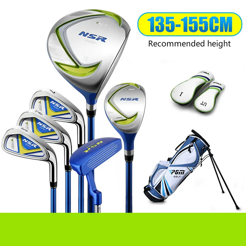 blue green 135-155cm PGM Boys'Golf Club Комплект подходит для мальчиков и девочек 6 клубов JRTG006 - Цвет: blue green 135-155cm