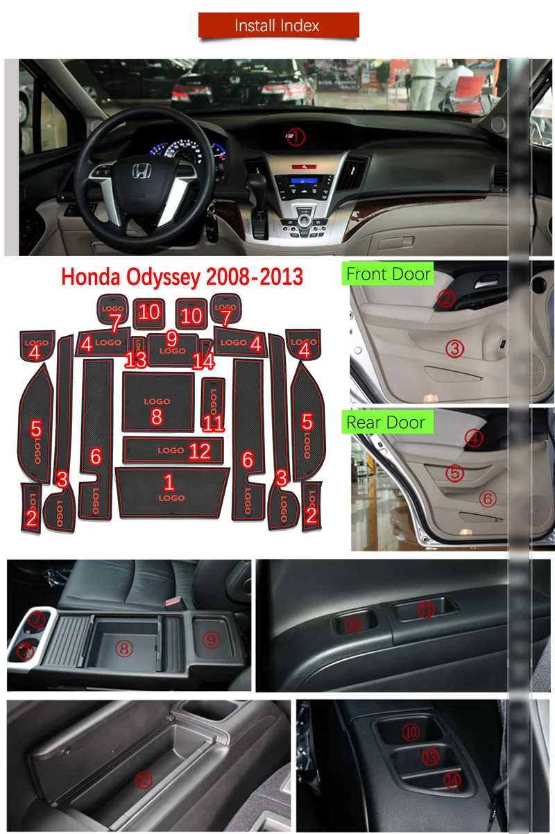 Противоскользящий коврик для Honda Odyssey Jepan JDM модель 2009 2010 2011 2012 2013 RB3 RB4 затворный слот подставка анти-грязный Салонные подложки