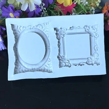 

Fondant Silicone Mould Square Circle Generous Frame 3 Mirror Frame Frame Frame Cake Decoration Chocolate Clay Mold