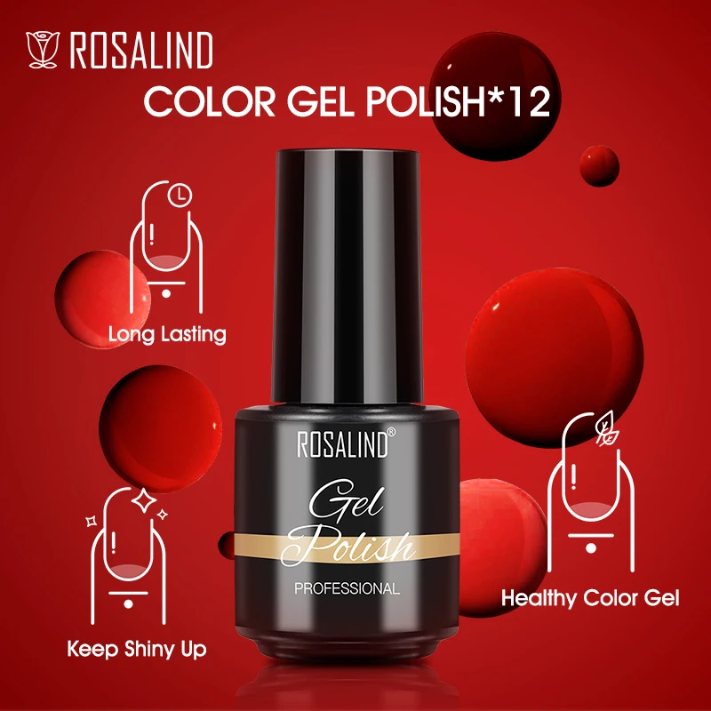 ROSALIND Manicure Set 12/20/24pcs Gel Nail Polish Set With UV LED 24W/48W Lamp Dryer Vernis Semi Permanent Nails Art Tool Kit 5