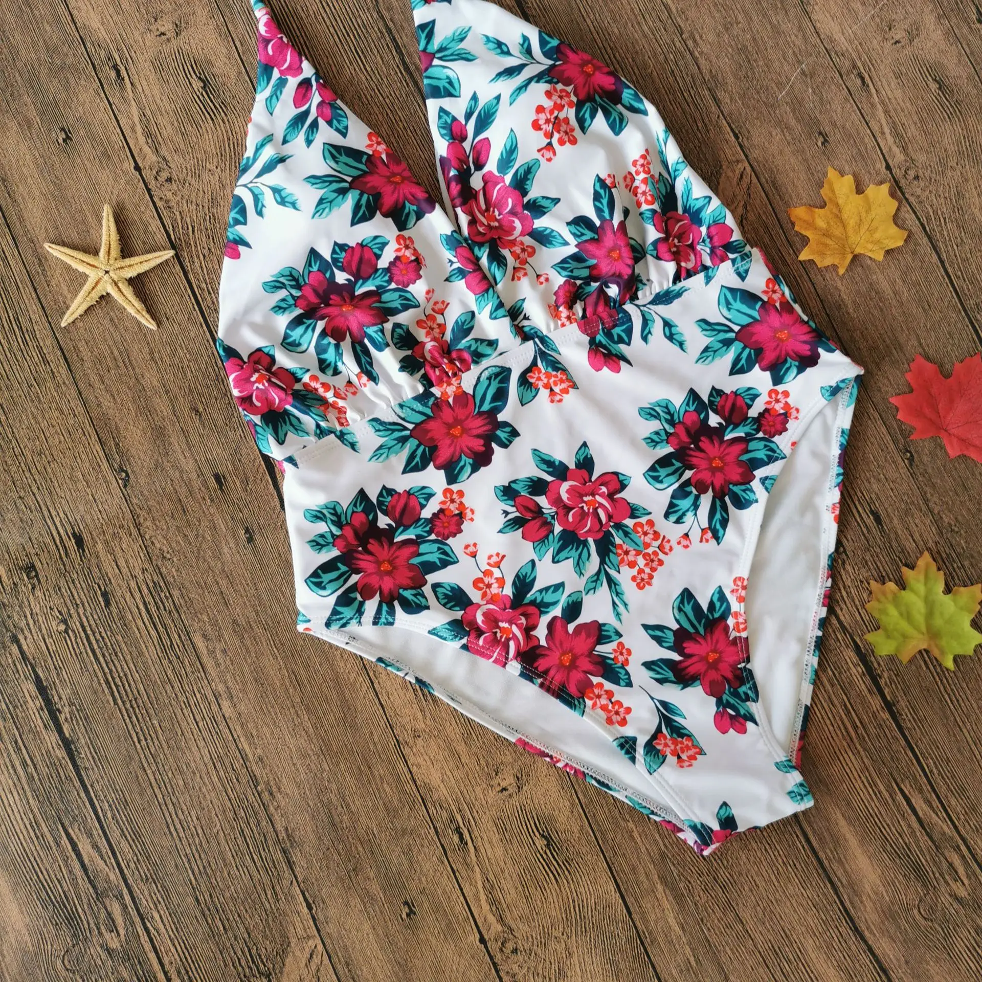 One-Piece Swimsuit Floral Swimming Beach Wear Spring Summer Backless Bodysuit Bathing Suit Swimwear