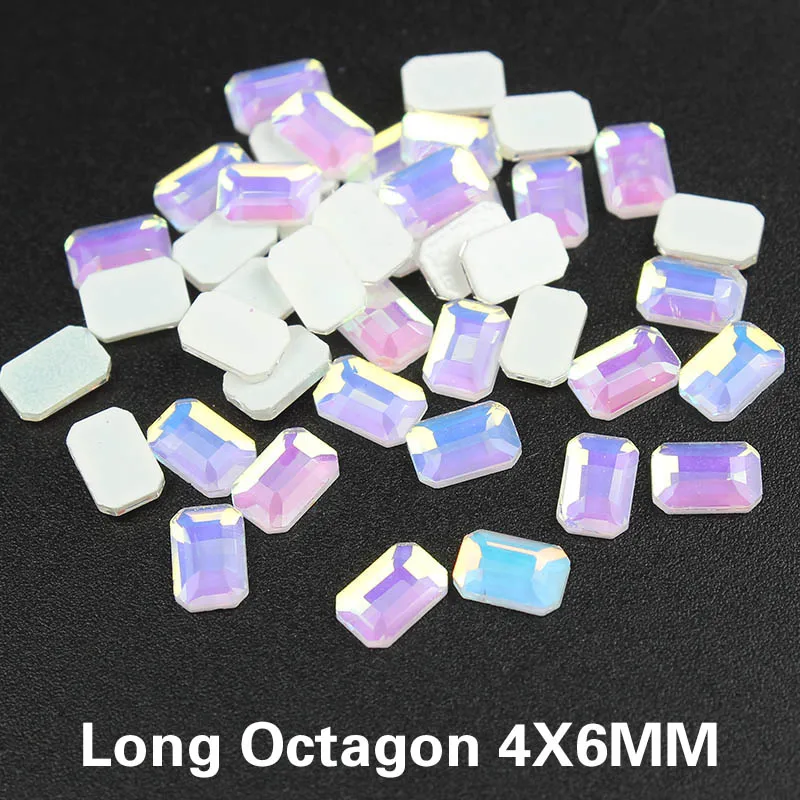 Long Octagon 4x6mm Новое поступление 30 шт. дизайн ногтей Стразы Декор прозрачный AB белый низ Кристальные бусины камни для 3D украшения для ногтей - Цвет: Long Octagon 4x6mm