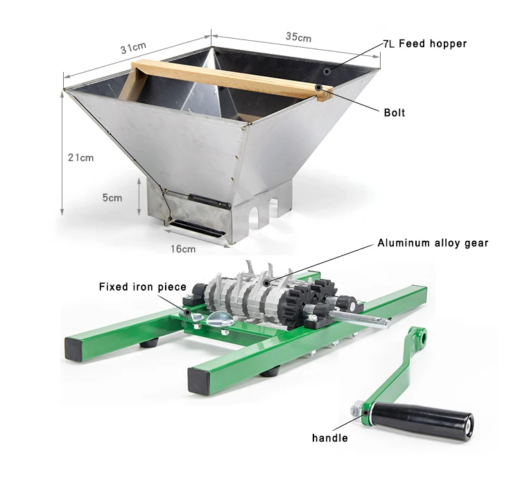 Бытовая ПИВОВАРЕНИЕ вино из нержавеющей стали Дробилка фруктов дробилка винограда машина для измельчения яблок, ручная соковыжималка 7L