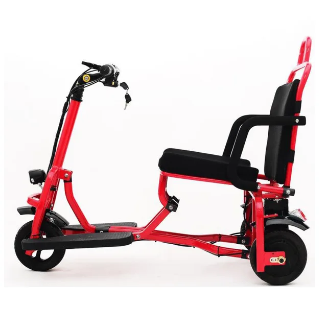 36V Red 10-дюймовый Электрический трехколесный скутер три колеса электрические скутеры 36 V/48 V 300 W/350 W инвалидов/пожилых складной электрический скутер - Цвет: 36V Red