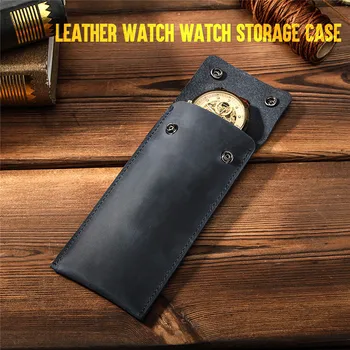 

Watch Pouch Bag Leather Case for Apple Watch Handmade Travel Shockproof Storage Case Universal Flip Protection Shell Cover
