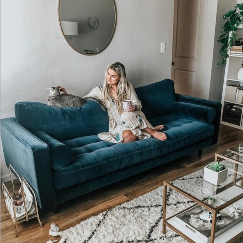 Divano Nordico Piccola Famiglia Soggiorno Mobili Divano Pigro Semplice Floccaggio Trio