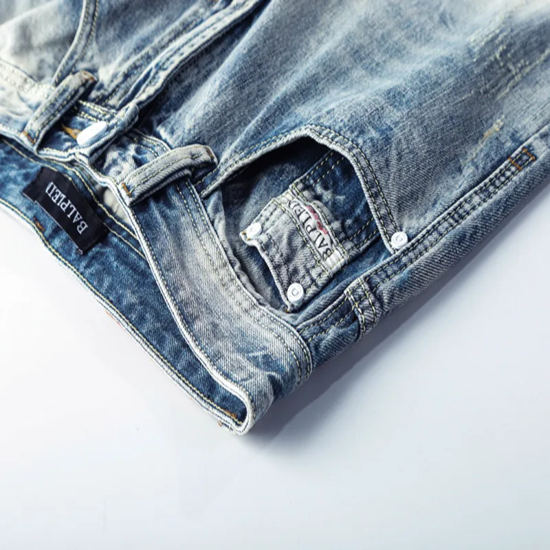 2020 Fashion Designer Jeans Men Straight Dark Blue Color Printed Mens Jeans Ripped Jeans 4