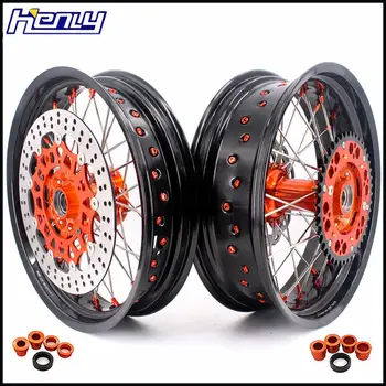 

3.5 & 5.0 17 Inch Casting Supermoto Wheels Set for KTM SX SX-F XC-F XC XCW EXC EXCF EXCW 125-530 03-20 Complete Rims Discs