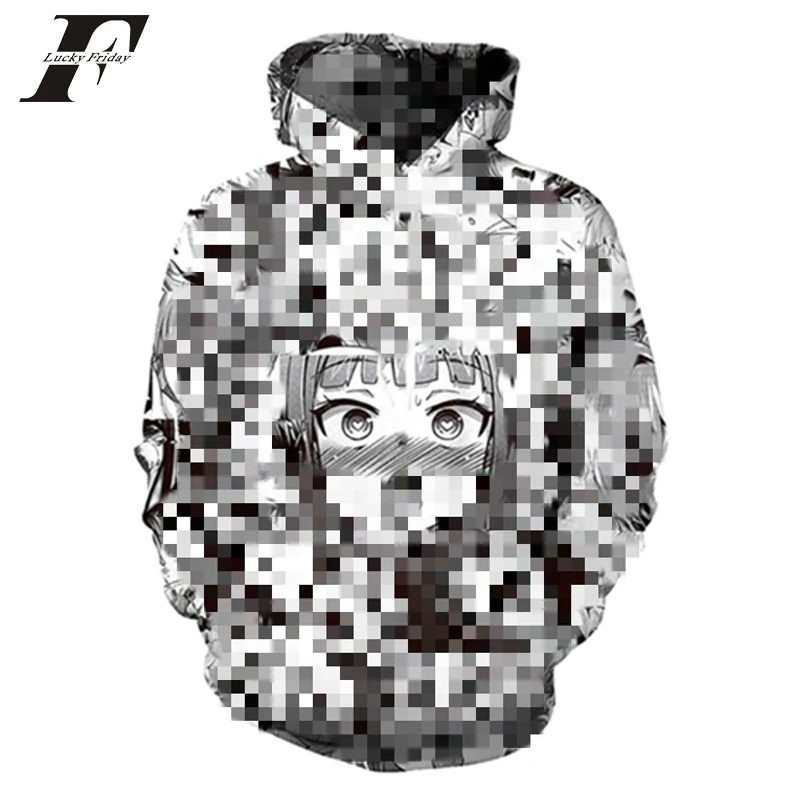  3D Ahegao Hoodie sweatshirt Men women Shy Girl Face Sweatshirt Japan Anime Sexy Streetwear Harajuku