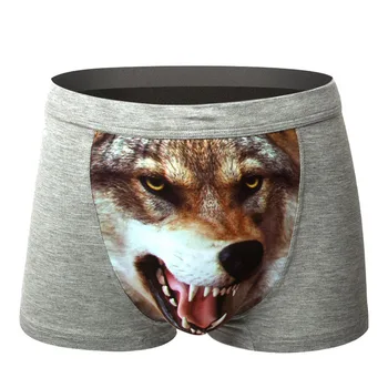 

Wolf Head Print Underwear Men Funny Men's Boxer Shorts U Convex Pouch Bulge Sexy Male Boxershorts Breathable Men Boxers Panties