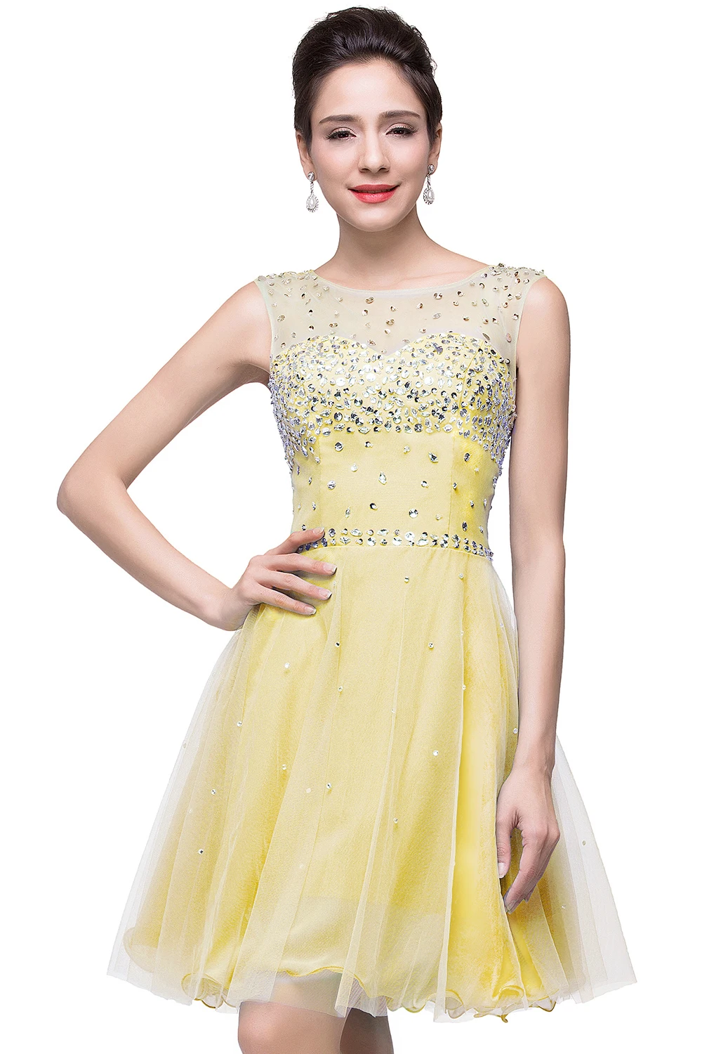 Narcissus Yellow In Stock New Arrivlas Elegant Short Homecoming Dresses Vestidos de fiesta Formal Party GownVestido De Formatura - Цвет: Narcissus Yellow