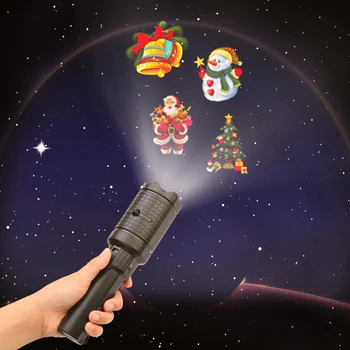 

2 In 1 Christmas Decoration Light Handheld Flashlight Indoor Outdoor LED Projector Lighting Xmas Holiday Party Birthday Hallowee