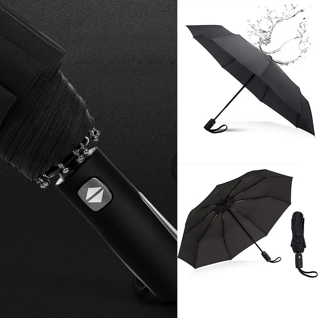 Ветростойкий складной зонт 10 к от дождя для женщин авто Роскошные Большие ветрозащитные Зонты Дождь для мужчин черное покрытие автоматический Umbr