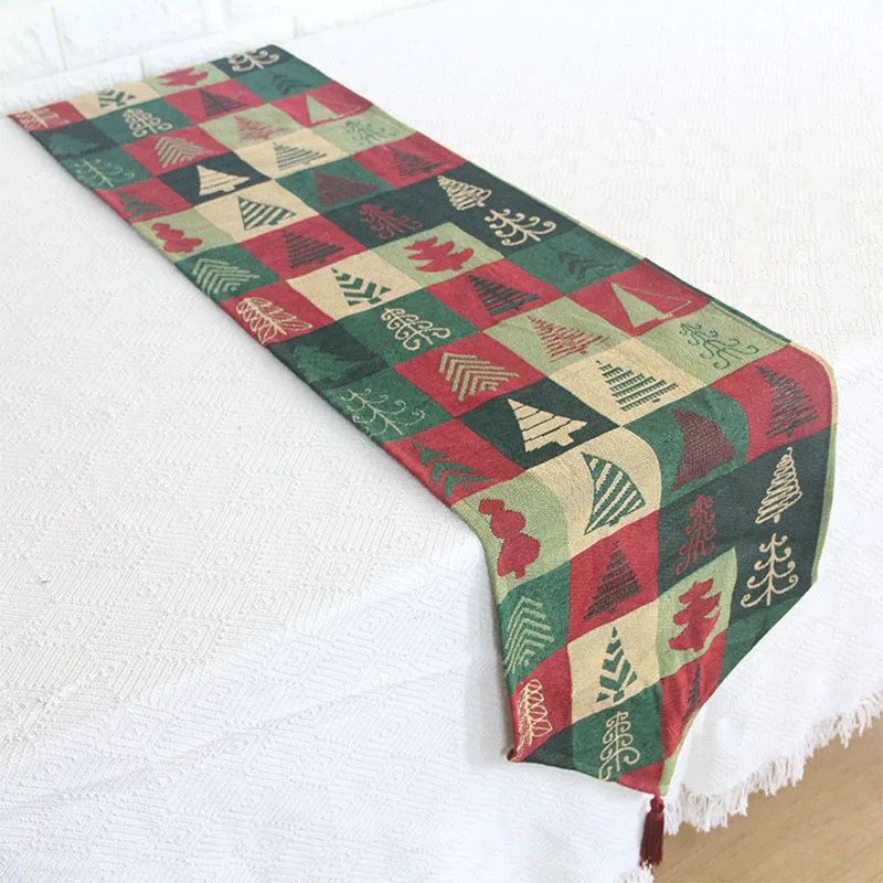 Настольная дорожка Рождественский Санта Клаус домашний тканевый Банкетный Декор принадлежности жаккардовая скатерть с вышивкой - Цвет: XYM002-2