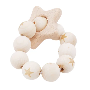

Baby Nursing Bracelets Wooden Teether Silicone Beads Teething Wood Rattles Toys Baby Teether Bracelets Nursing Toys Gift