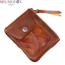 

Handmade Genuine Leather Coin Purse Vintage Men Women Small Mini Zipper Wallets Card Holder Pocket Case Storage Bag Male Female