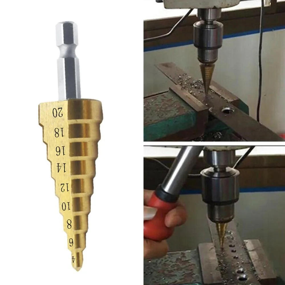 4-12 4-20 4-32 HSS с титановым покрытием Шаг сверло инструменты для сверления для металла высокоскоростная стальная деревянная дырочка конусная дрель