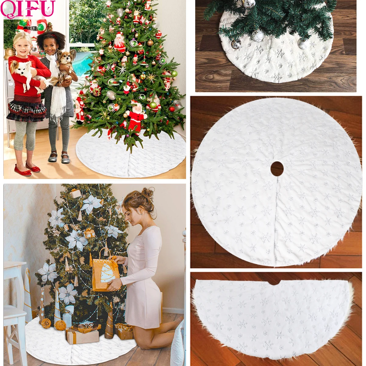 

QIFU 2019 Christmas Tree Skirt White Snowflake Christmas Tree Decorations Christmas Tree Ornaments Xmas Tree Decoration New Year