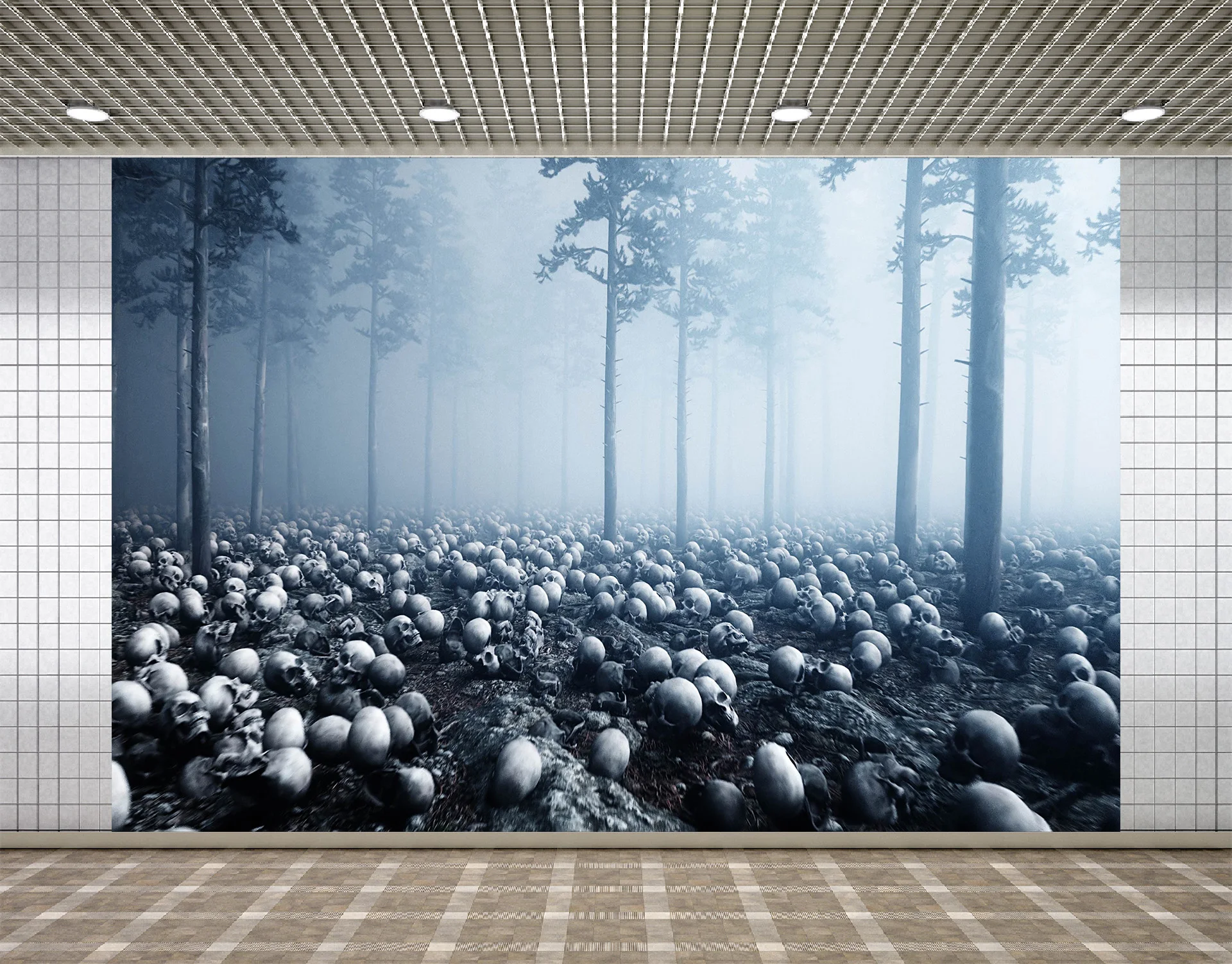 Lyavshi background photography Halloween horror Misty Forest skull tree backdrop professional photocall studio props | Электроника