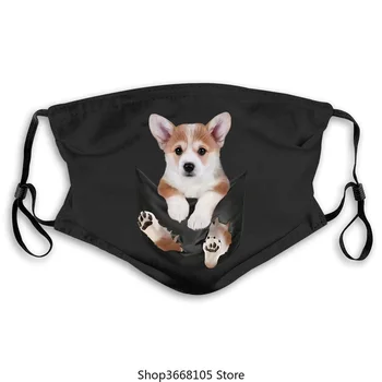 

Cute Corgi Inside Pocket Dog Lovers mask Black Cotton Men S 6XL US Supplier Men Women Unisex Fashion mask Free Shipping-in pm2.5