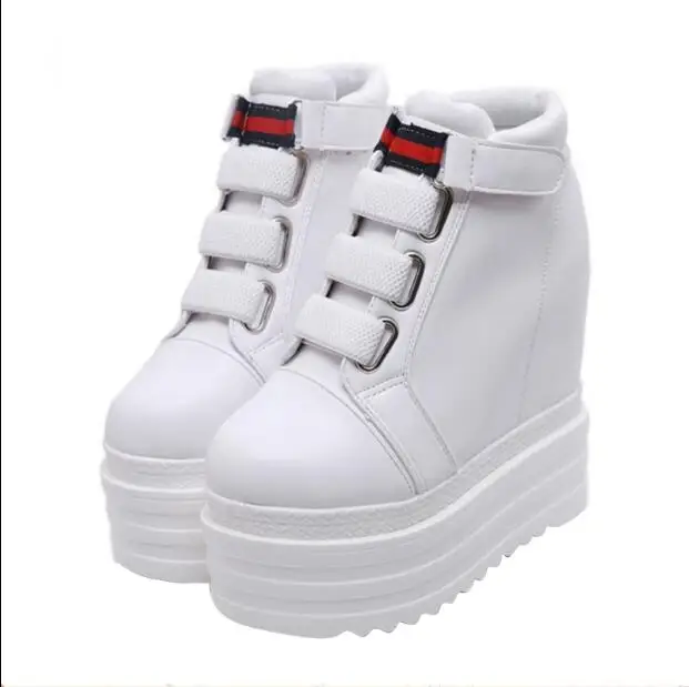 

13CM wedge with super high heel increase short boots waterproof platform Velcro women's boots