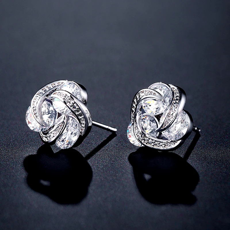 

UILZ New Arrive Shape Cubic Zircon Stud Earring for Women Wedding Party High Quality Delicate Jewelry UE2310