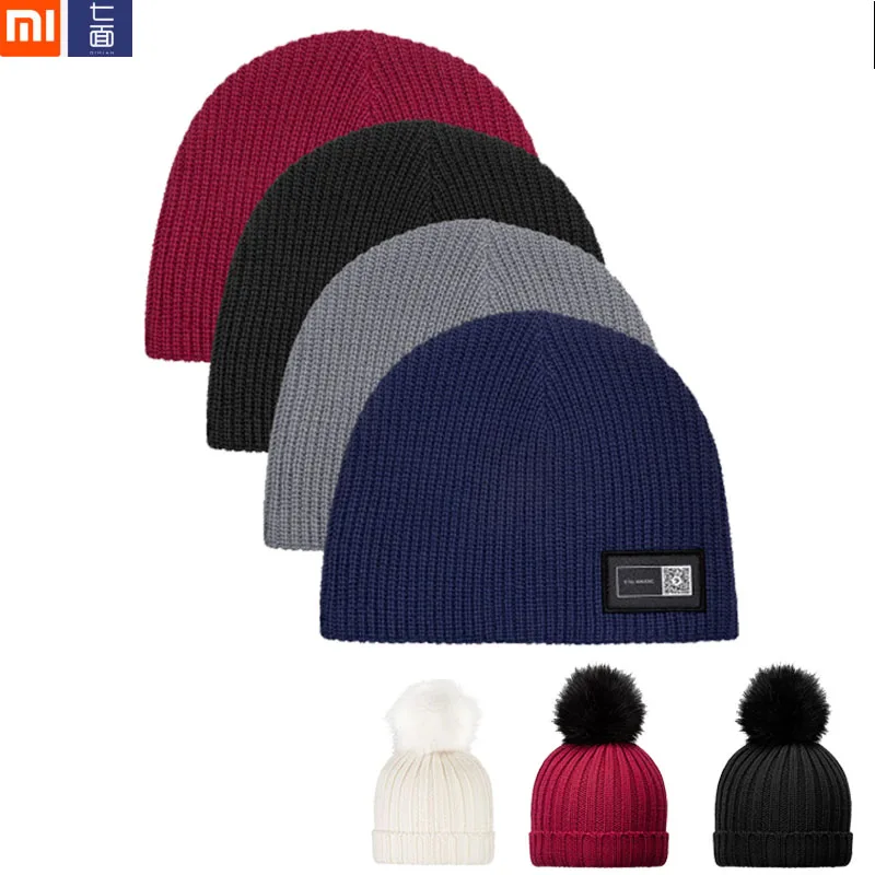 NEW Xiaomi Qimian Wool-Blend Knit Hat Simple and Versatile Natural Wool Fine Weaving Detachable Hair Ball For Winter