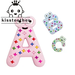 Kissteether New Baby Teether Tiny Rod Food Grade Silicone Teething For Baby Teeth Cartoon Letter Animals Shape Silicone Teethers