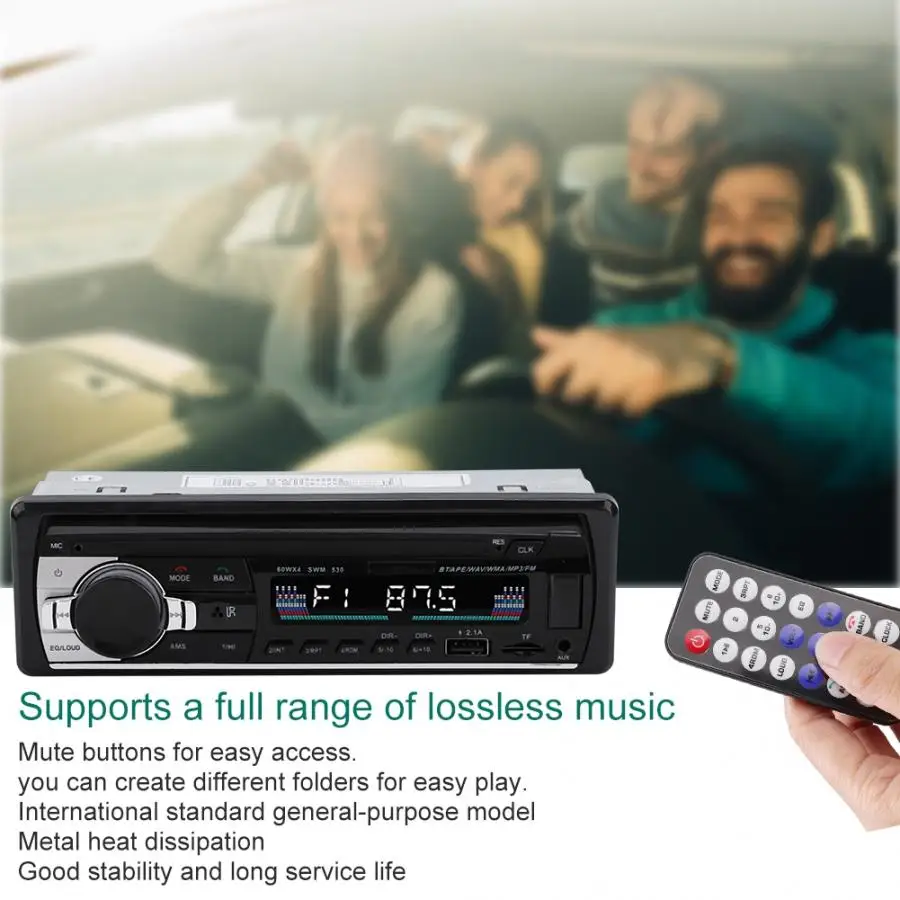 1DIN автомобильное радио Bluetooth стерео аудио mp3-плеер fm-приемник USB AUX вход Дистанционное управление Стерео аудио MP3