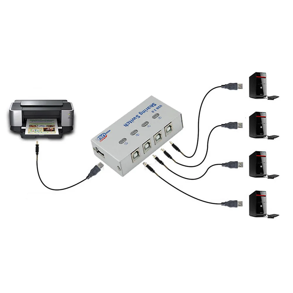 USB 2,0 Переключатель концентратор Компьютер Электронный сплиттер автоматические аксессуары компактный 2 порта адаптер коробка устройство принтер общий сканер