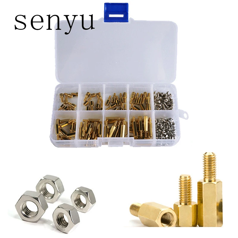 Conjunto M2.5 m3 Espaçamento Parafuso Hex Porca de Latão com Rosca Pillar Motherboard Pcb Standoff Spacer Kit Conjunto Parafuso Parafuso de Madeira 200 Peças