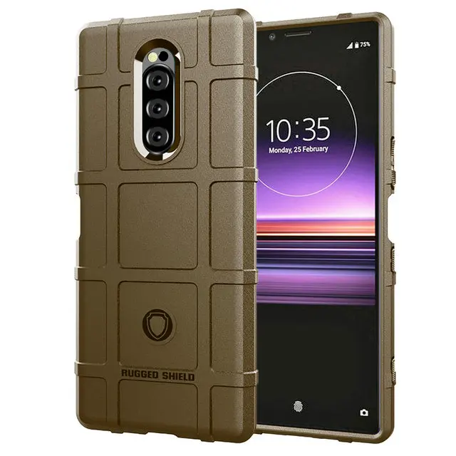 Коричневый Ударопрочный чехол для sony Xperia1, чехол для sony Xperia 10 Plus, чехол из углеродного волокна для sony Xperia 5, чехол Xperia 1 Xperia10 10 - Цвет: Коричневый