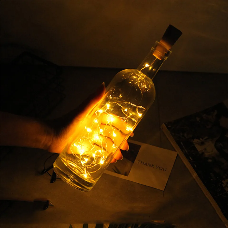 10/15/20 LED Solar Copper Cork Wire String Lights Wine Bottle Xmas Decor Lamp SS 