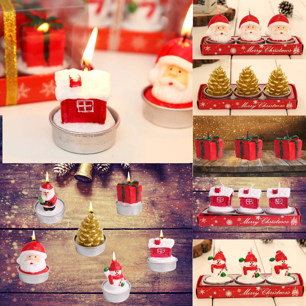 Мода 3 шт Рождественский подарок ароматические свечи Санта Снеговик конус празднование подарки