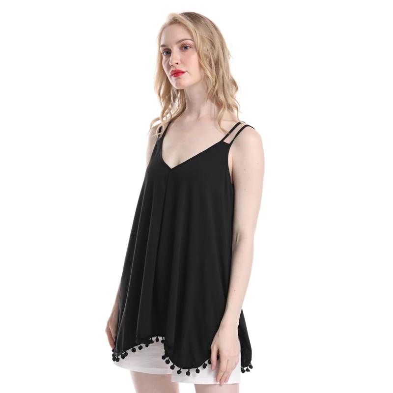 Летняя и осенняя Асимметричная майка, женский сексуальный топ без рукавов с двойным плечевым ремнем, v-образный вырез, шелковые базовые Топы, блузы, повседневный жилет, майка
