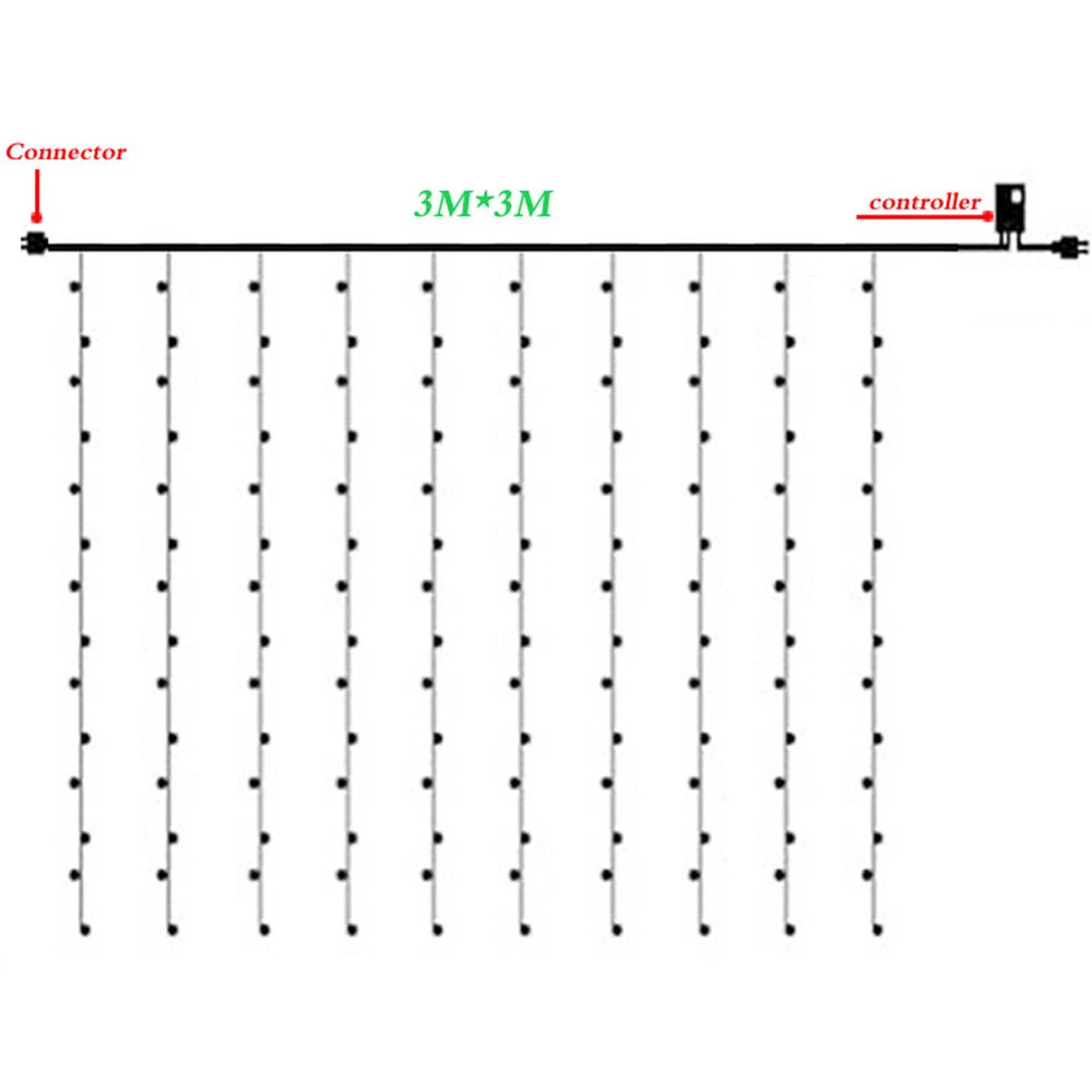 3X3M LED Waterfall Waterproof Meteor Shower Rain String Light Christmas Wedding Curtain Icicle Fairy String Garland Decor lights 2