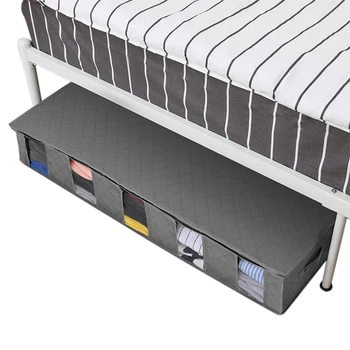 

Under Bed Clothes Item Storage Container Clothes Organizer Foldable With 5 Sections And Visible Clear Window