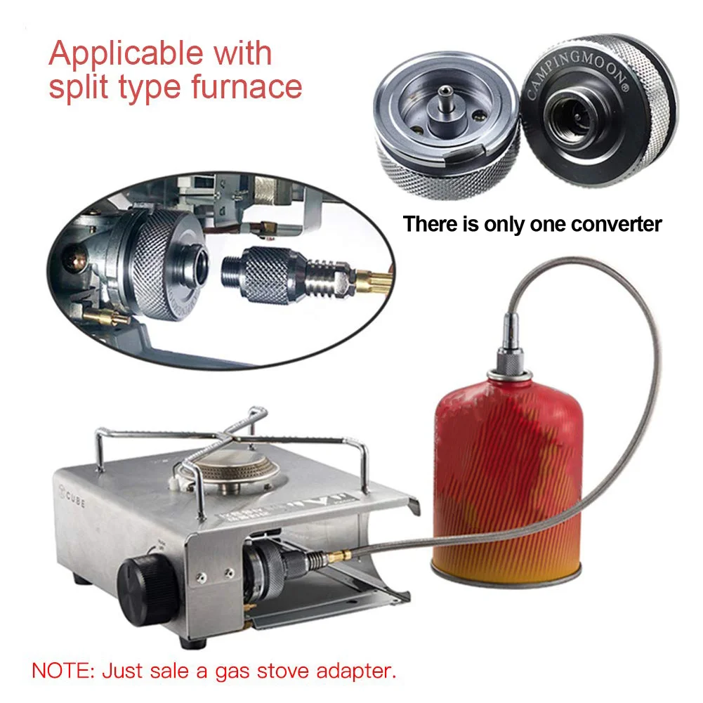 

Aluminum Alloy Furnace Gas Stove Adapter Split Type Camping Equipment For Tank Cylinder Bottle Connector Hiking Auto Off Cooking