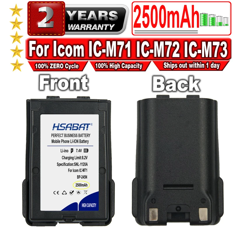 Hsabat 2500mah Bp245h Bp245n Battery For Icm71 Icm72 Icm73 Two Way Vhf Radios