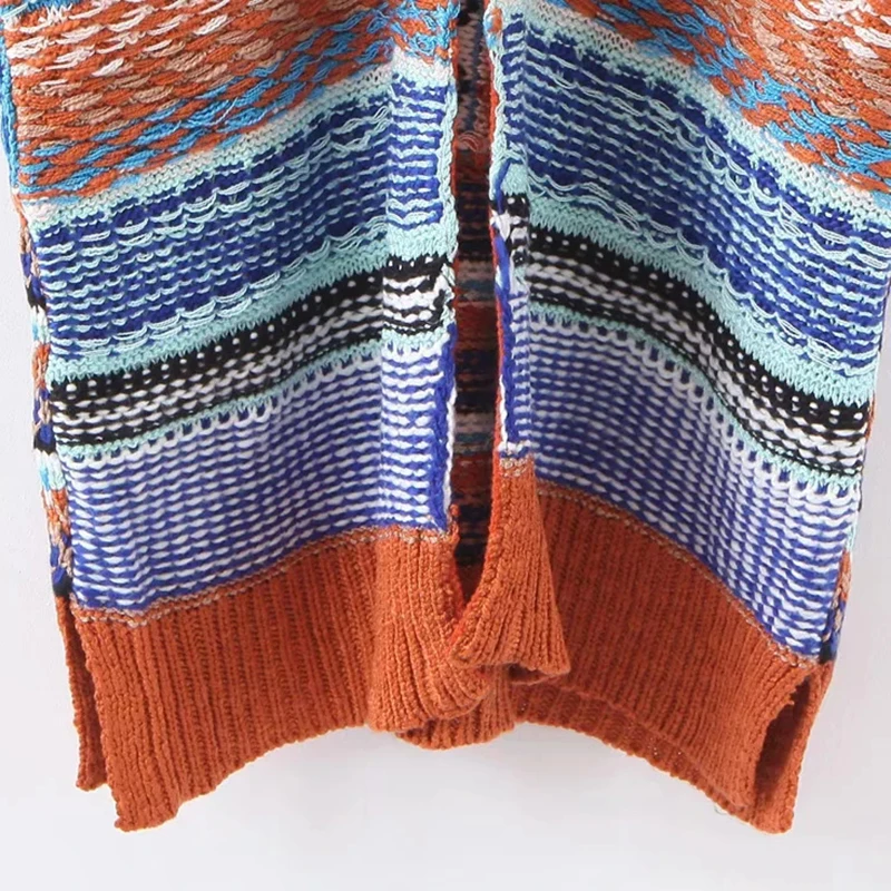 GypsyLady цветной вязаный свитер Cardi Boho длинный кардиган толстый теплый полосатый осенне-зимний свитер женский открытый передний вязаный джемпер