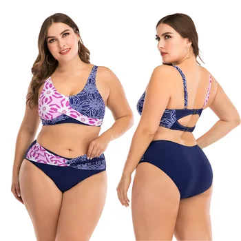 

Bandage Swimwear Women's Swimsuit Plus Size 2 Piece Ladies High Waisted Swimsuit Big XXXXL Swimming Suits Bather's Beachwear