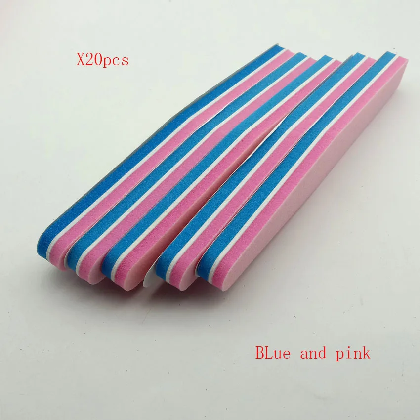 20pcs Blue pink 20 шт./компл. моющиеся шлифовальная Шлифовальная Пилка Для ногтей cо шлифовальными буферными резцами, 100/180 ШЛИФОВАЛЬНЫЕ шлифовальный аппарат для маникюра и педикюра ногтей Полировщики для ногтей файл инструменты - Цвет: 20pcs Blue pink