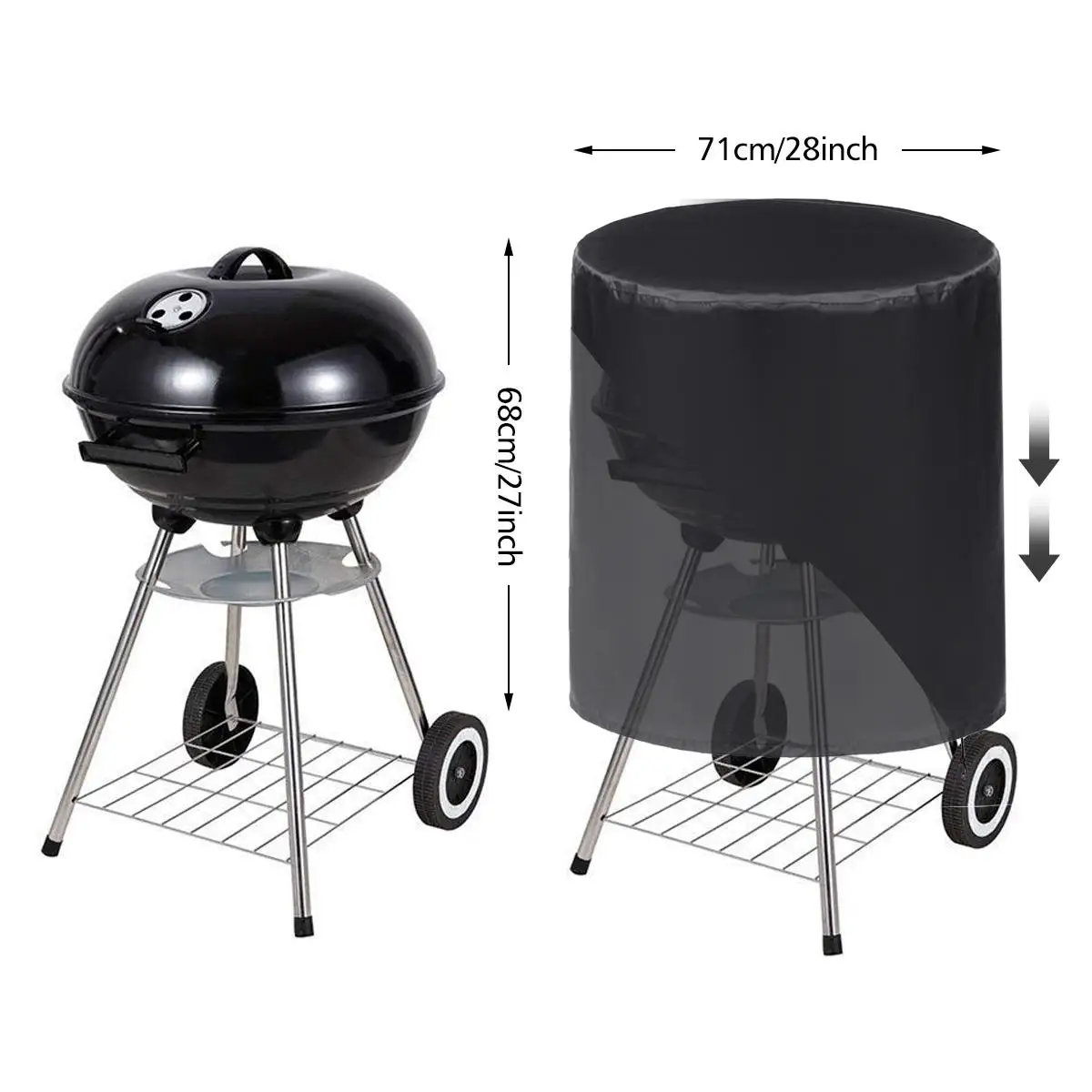 Черный Водонепроницаемый Открытый Barbacoa Шашлык Гриль барбекю защита от пыли купол крышка для газовая, угольная барбекю 710x680 мм