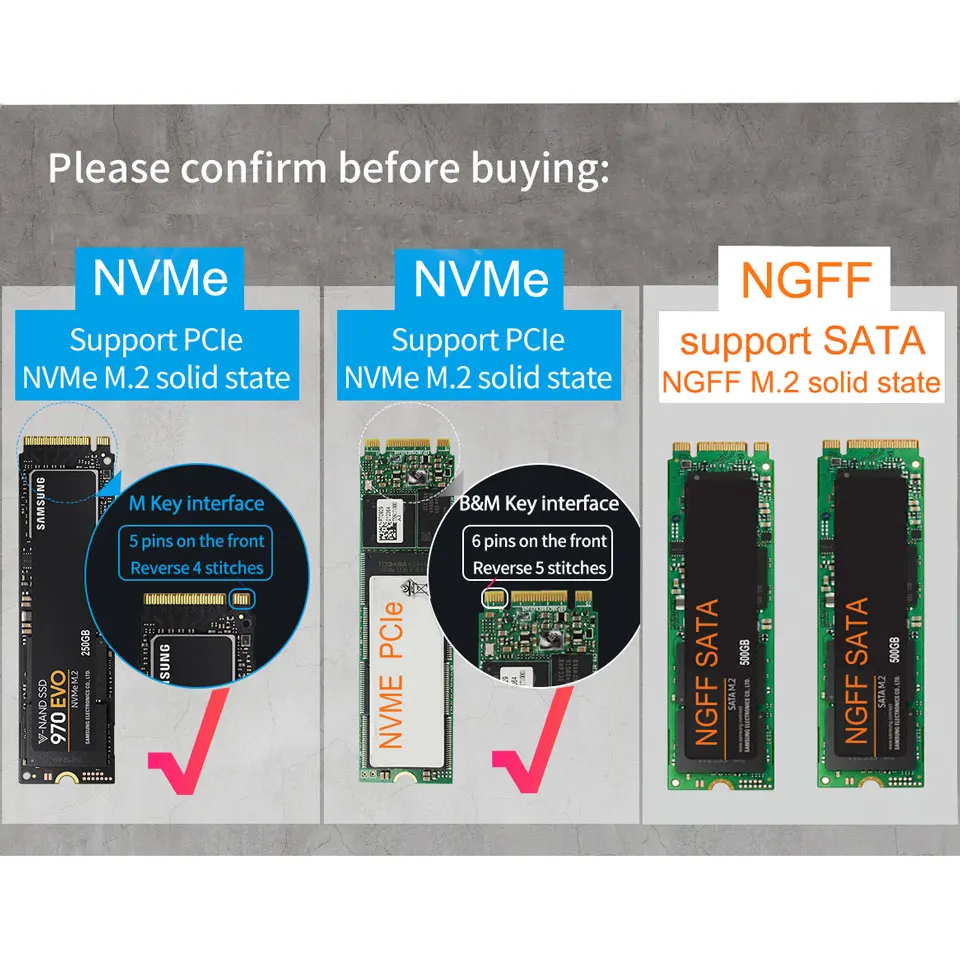 Чехол PICe NVME M.2 ssd с портом type-c USB 3,1 SDD 10 Гбит/с NGFF SATA Трансмиссия жесткий диск Корпус USB 3,0 HDD Чехол