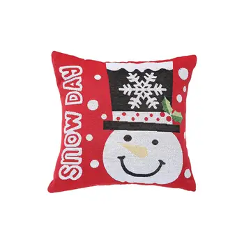 

Christmas Jacquard Cloth Pillowcase/Cushion Cover/XMAS Decor/Snowman Elk/Festival Atmosphere Scene Arrangement/Home Dressing